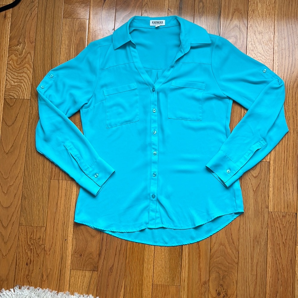 EUC Express Portofino Shirt Bright Blue Size Small
